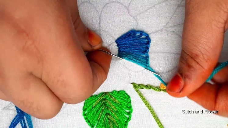 Beautiful flower design for cushion cover | Very easy and simple hand embroidery design