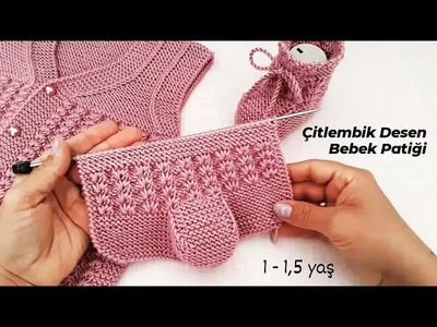 Çitlembik Desen Bebek Patiği ???? ???? Very Easy Kniting Baby Booties Tutorial Stitch Design Pattern DIY