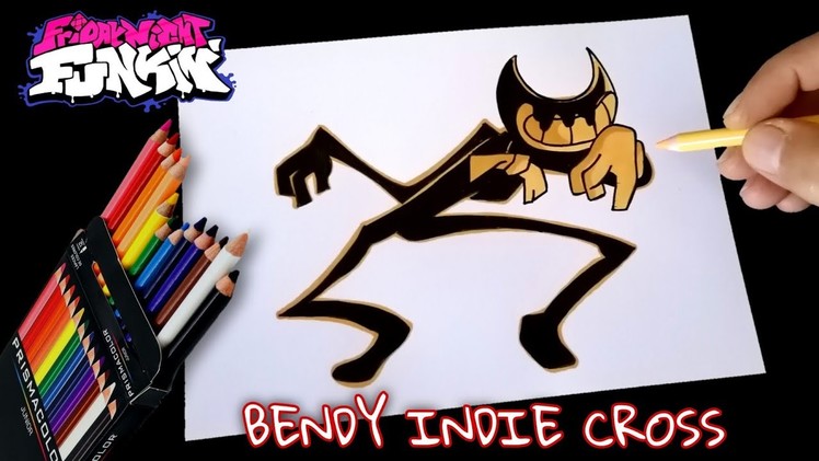 COMO DIBUJAR A BENDY INDIE CROSS DE FRIDAY NIGHT FUNKIN | how to draw indie cross bendy from fnf