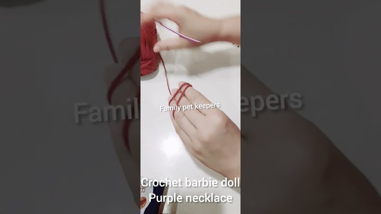 Crochet barbie doll purple necklace made by Family Pet keepers