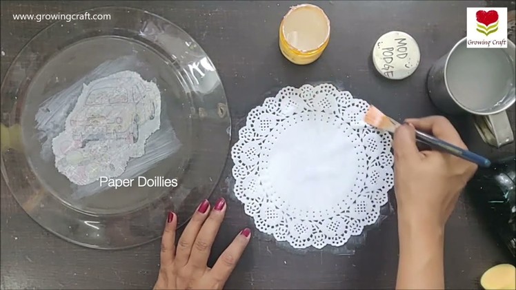 Decoupage on glass plate ♥ Decoupage for beginners ♥ Decoupage with napkin ♥ Growing craft