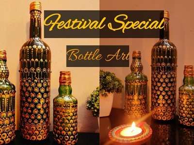 Easy Dot Mandala Bottle  Painting| Festive Decor Bottle Art | Home Decor| Vibha's Style Zone|