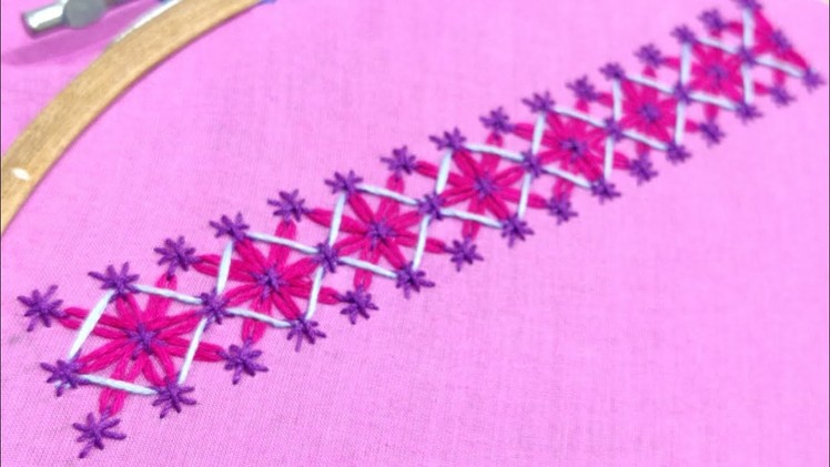 Floral Nakshi Kantha Border Embroidery Design (Hand Embroidery Work)