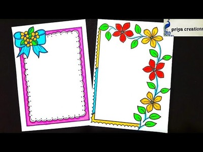 Flower Drawing Easy | Ribbon Border Design To Draw | Flower Border Design To Draw | Project Designs