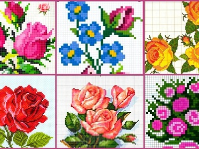 Gorgeous flower Cross Stitch hand embroidery patterns new colourful designs