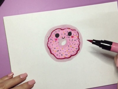 HOW TO DRAW A CUTE DONUT EASILY - HAPPY DRAWINGS
