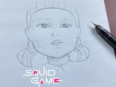 Squid game drawing | how to draw squid game doll easy step-by-step