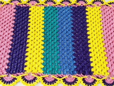 Tapete  Retagular Candy color em crochê #janecrochêt