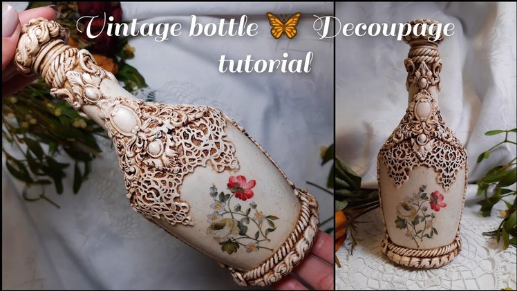Vintage bottle ???? Decoupage tutorial