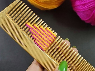 Beautiful Handmade Woolen Flower using Comb - Embroidery Flower Making using Comb - DIY Wool Craft