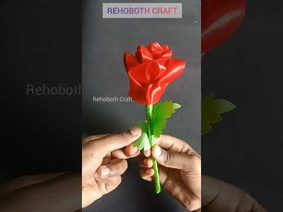 Beautiful Red Rose | Realistic Rose making using Satin Ribbon #shorts