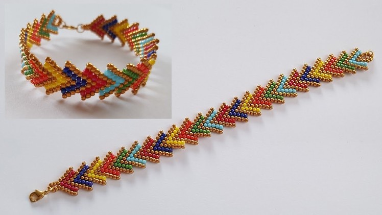 Brick stitch bracelet.Colorful seed beads bracelet.Easy bracelet only with seed beads.Diy Beading