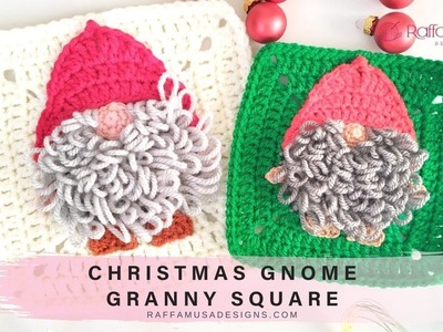 Christmas Gnome Granny Square - Free Crochet Pattern & Tutorial - RaffamusaDesigns