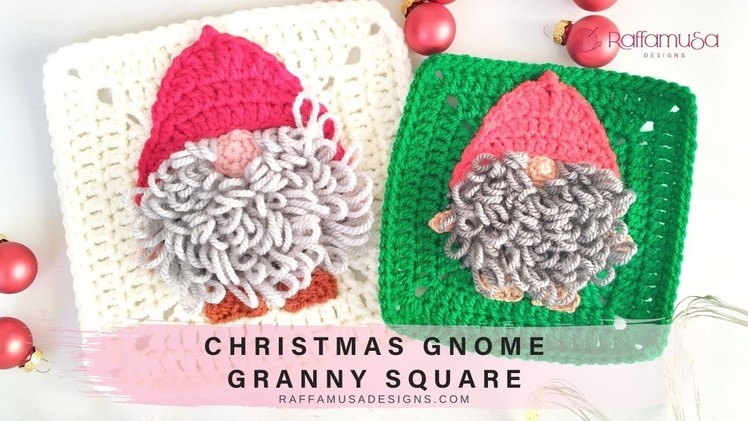 Christmas Gnome Granny Square - Free Crochet Pattern & Tutorial - RaffamusaDesigns