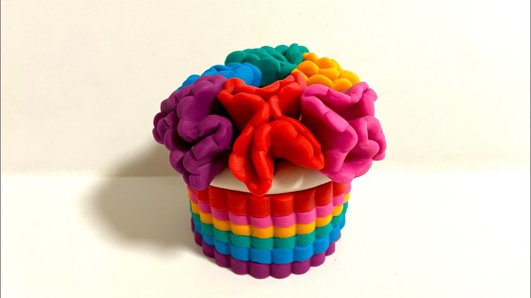 ❤️ Clay with me- how to make a Rainbow cake. flowers. play doh model craft tutorial easy