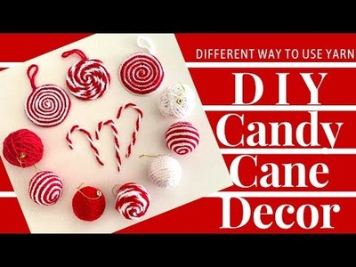 DIY Candy Cane Decorations | Different Way to Use Yarn for DIY Decoration