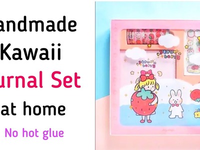 DIY Kawaii journal set. Paper Craft. DIY School Supplies.kawaii sticker + Washi tape + mini diary