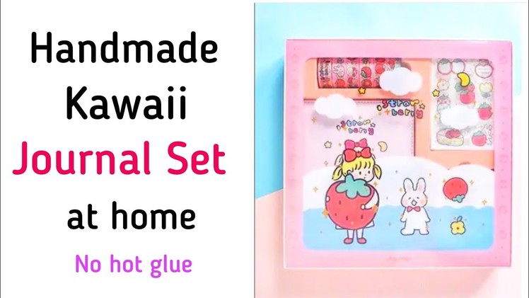 DIY Kawaii journal set. Paper Craft. DIY School Supplies.kawaii sticker + Washi tape + mini diary