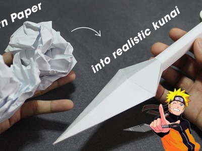 EASY DIY - How to make Realistic PAPER Kunai  | (Durable, Flippable, Throwable Heavy) -FREE TEMPLATE