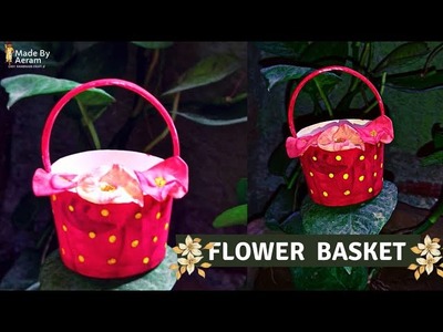 Flower Basket | Making Paper Cup Flowes Basket | #Craft | #shorts