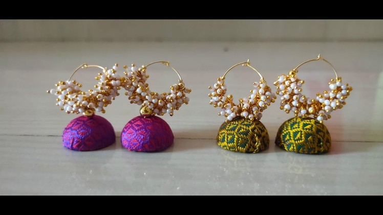 #khan fabric jewellery at home #how to make khan fabric jhumka at home#