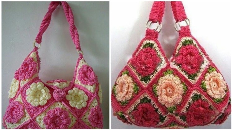 Most embellished women crochet flowers handbags patterns #crochethandbags