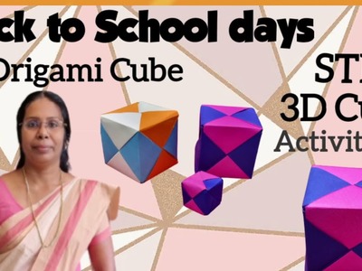 Origami Cube | Craft work| Still model #howtomake3dcubewithA4paper #stepbystep#ganithammadhuram