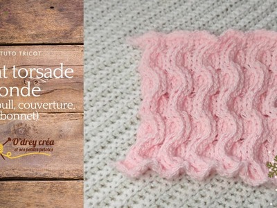 Tricot :  point torsade onde