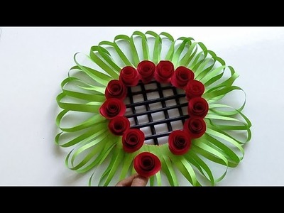 Wall Hanging Craft Idea. Paper Craft. Beautiful and Easy Paper Flower Wall Hanging. Home Decor Ideas