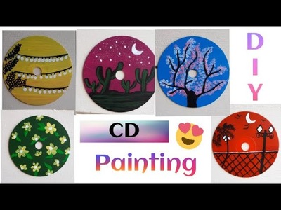 5  Amazing CD Painting Ideas.How to Paint on a Old CD.Easy Painting#cdpainting #creative #art #craft