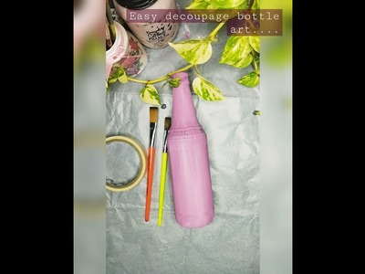 Decoupage bottle art tutorial #decoupagebottleart #bottlearttutorial #decoupageart #simplebottleart