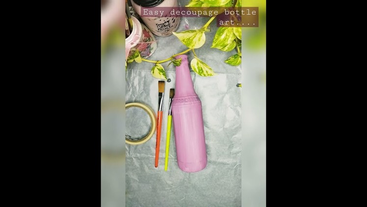 Decoupage bottle art tutorial #decoupagebottleart #bottlearttutorial #decoupageart #simplebottleart