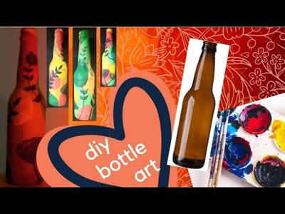 Diy bottle art | home decor ideas | how to paint on glass bottle | recycling