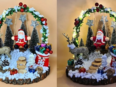 DIY Christmas Decorations ideas! Decoratiuni de Craciun!Aranjament cu peisaj de iarna si Mos Craciun