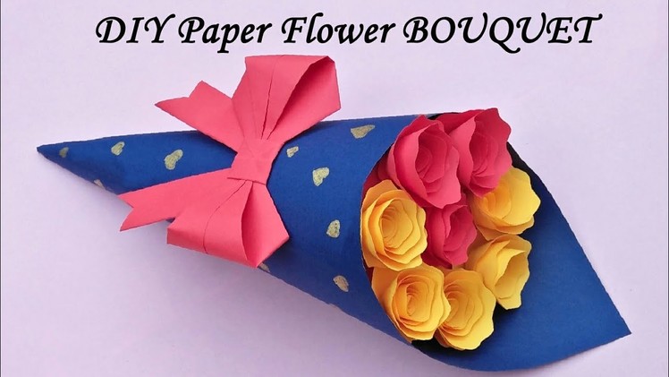 DIY Paper Flower BOUQUET. Birthday gift ideas.Flower Bouquet making at Homemade Easy Craft