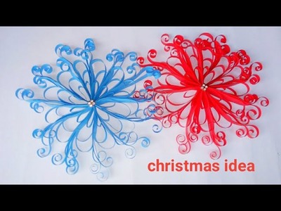 DIY quilling paper snowflakes.christmas decorations