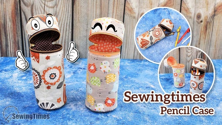 DIY Round Pencil Case | How to make a Cylinder Cosmetic Pouch [sewingtimes]