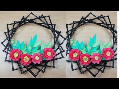 Flower Wall Hanging Craft Ideas With Paper. DIY room decor. How to make wall hanging with paper