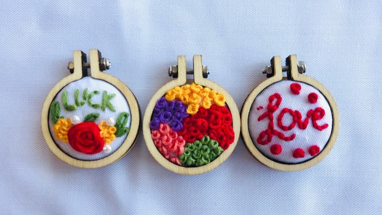 Hand Embroidery: Frenchknot Embroidery - How To Embroidery Pendant - Small Hoop Embroidery