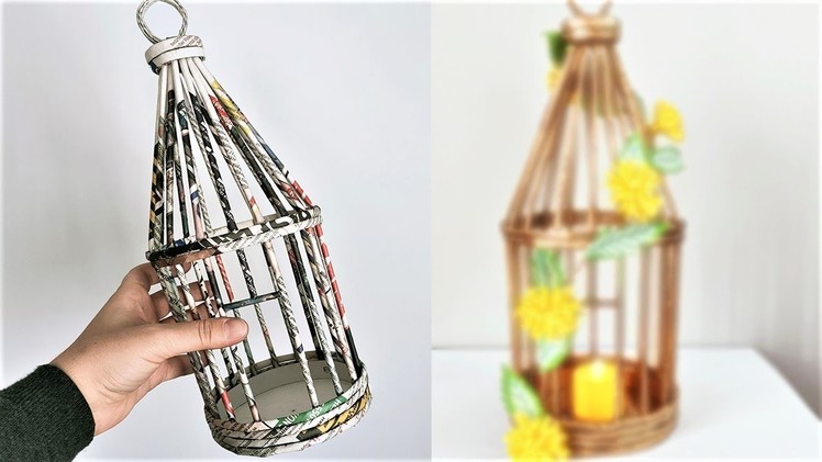 Newspaper Cage Lamp - Home Decoration Ideas - Newspaper Crafts