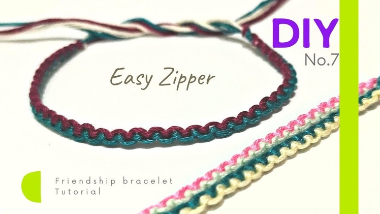 Zipper string bracelet DIY - simple easy pattern for beginners