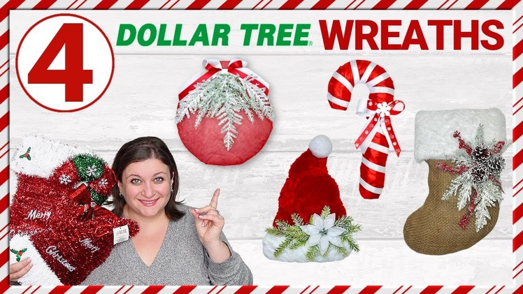 4 Dollar Tree Christmas Wreaths | Wreath makeover DIY tutorial | Dollar Tree wreath DIYs