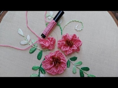 Beautiful ???????????? design with new trick|super easy flower design|hand embroidery