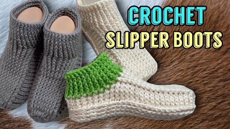 CROCHET - Crochet Slipper Boots - How to Crochet House Slipper