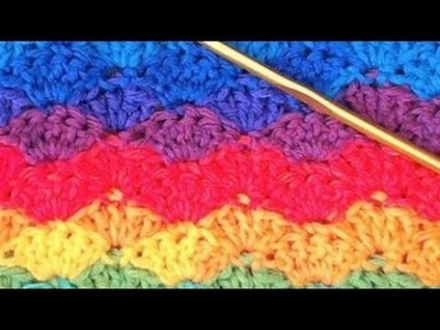 Crochet Left Handed. Crochet temperature blanket EASY Rainbow wave fans