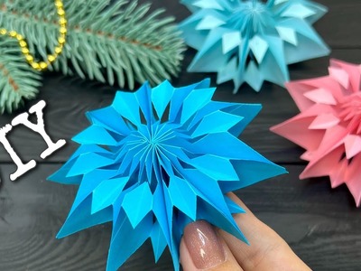 DIY 3D Paper Snowflake Christmas crafts How to make snowflake