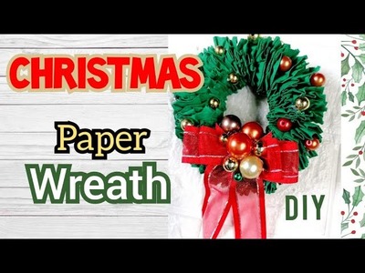 DIY Christmas Paper Wreath Beautiful & Easy ????????????⛄????☃️????????#decorativewreath #christmas diy #diyhomedecor