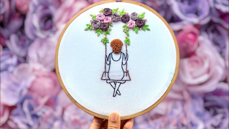Easy Hand Embroidery: Simple Portrait Embroidery Hoop Ideas| Portrait with Floral Design| Artometry
