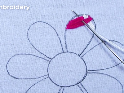 Hand Embroidery Amazing Double Colour Thread Combine Beautiful Flower Design Needle Work Tutorial