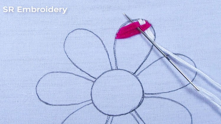 Hand Embroidery Amazing Double Colour Thread Combine Beautiful Flower Design Needle Work Tutorial